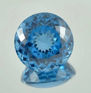Natural Flawless Mozambique Blue Tourmaline Round Cut Loose Gemstone 36.55 Ct - Picture 1 of 6