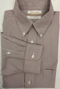 Roundtree & York Gold Label Mens Non-Iron 16.5 x 36 Burgundy Red Stripe Shirt - Picture 1 of 7