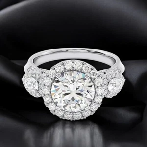 IGI Certified 3 Ct Lab Created Round Cut Diamond Ring 950 Platinum 4 5 6 - Picture 1 of 10