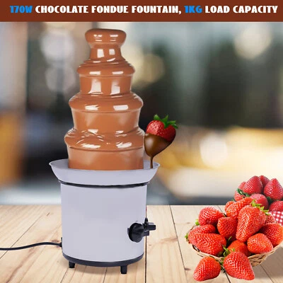 Fuente cascada fondue chocolate acero inoxidable comercial de 4 niveles Foto 1 de 4