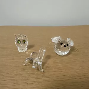 Swarovski drei kaputte Tiere Vogel Eule Maus Figuren - Bild 1 von 7