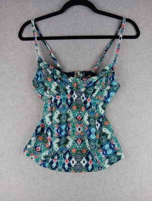 ATHLETA 32 B/C Blue abstract Swim Tankini Top Underwire Swim Beach Vacation EUC - Image 1 of 4