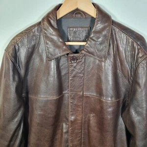 Blue Harbour Mens leather Jacket Size Large Dark Brown - Picture 1 of 15