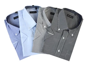 Herren Kurzarm Hemd Halbarm 100 Baumwolle Sommer Streifen Blau 41 42 43 - Bild 1 von 26