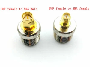 20PCS brass UHF SO-239 female jack to SMA female/SMA Male Plug RF adapter - Zdjęcie 1 z 6