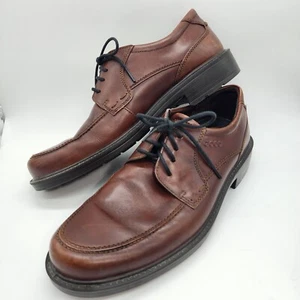 Scarpe Oxford ECCO uomo pelle marrone comode stringate EU 44 US 10-10,5 - Foto 1 di 8