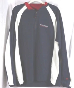 Nautica Competition Mens Spell Out Logo Zip Pullover Fleece Blue XL Vintage USA - Picture 1 of 10