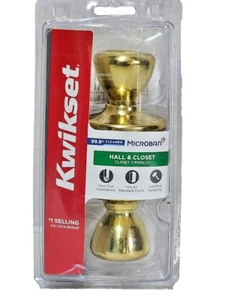 Kwikset 200 Tylo Door Knob Set Hall & Closet Polished Brass - Picture 1 of 3