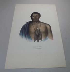 c1837 Large Indian Antique COLOR Print / TISH-CO-HAN, A DELAWARE CHIEF - Picture 1 of 1