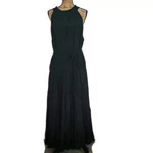 NWT Torrid Womens sz 2X Lindsay Maxi Dress Black Sleeveless High Neck Belted - Picture 1 of 5
