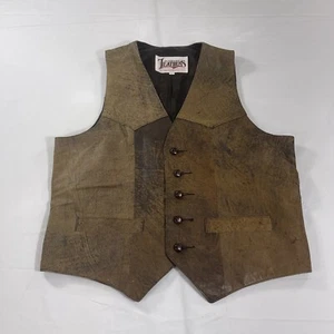 Vintage Diamond Leathers Vest Men's Sz 42 Brown Biker Cowboy Western Made In USA - Picture 1 of 13