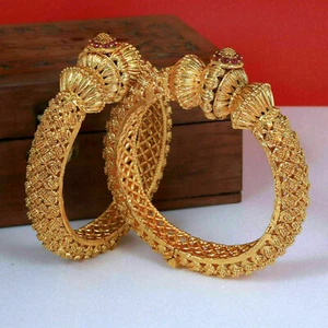 Indian Traditional Gold Tone Openable Bangles Bracelet Women Party wear Jewelry - Picture 1 of 4