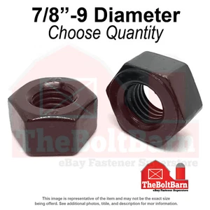 Tuercas hexagonales pesadas estructurales 7/8"-9 grado DH hilo grueso liso (elige la cantidad) - Imagen 1 de 7