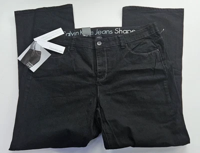 Pantalones de mezclilla para mujer Calvin Klein de 18 W x 32 en forma negros pierna bota calce recto Foto 1 de 4