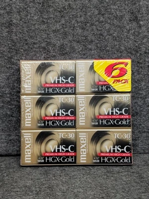 密封 6 件装 Maxell HGX-Gold VHS-C TC-30 摄像机视频磁带 — 第 1/4 张图片