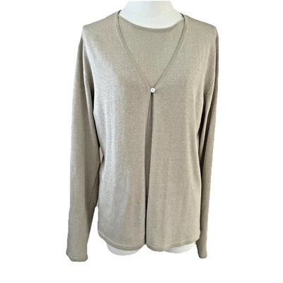 Conjunto de suéter doble vintage Sag Harbor para mujer talla L dorado metálico fiesta vacaciones Foto 1 de 4