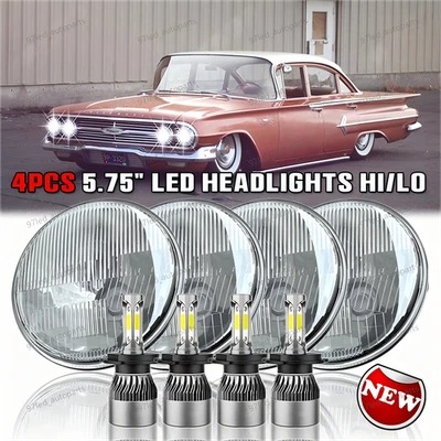 Faros LED redondos de haz alto/bajo de 5,75 pulgadas 5-3/4 para Chevy Bel Air 1960-1973 4 un. Foto 1 de 4