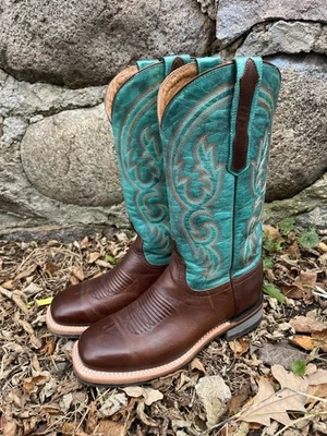 Bota Lucchese Ruth Western Turquesa e Marrom Feminina 8B - Imagem 1 de 4