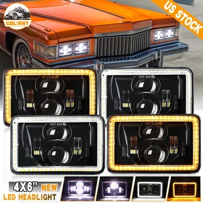 Faros LED Halo 4x6" Hi/Lo DRL Turnlight 4 piezas aptos para Fleetwood DeVille 1975-1986 Foto 1 de 4