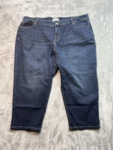 Lane Bryant Womens Plus Sz 22 Blue Jeans Tapered Whiskered Dark Stretch Denim - Picture 1 of 10