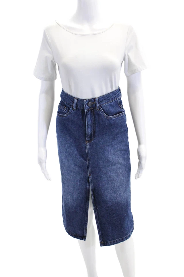 Vanessa Bruno женщин джинсовой ткани спереди разрез макси юбка синий хлопок размер EUR 34 - Изображение 1 из 4