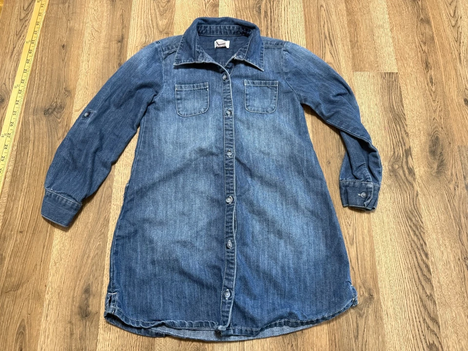 Old Navy Dress, Girl's Size Small, Blue, Long Sleeve Button Up Jean Dress - Image 1 of 4