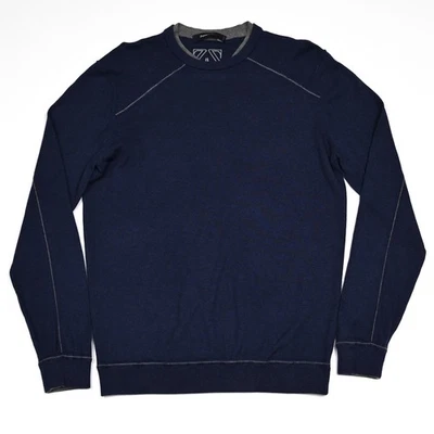 Suéter Deportivo Zegna Para Hombres L Azul Manga Larga Cachemira Algodón Pullover Cuello Redondo Foto 1 de 4