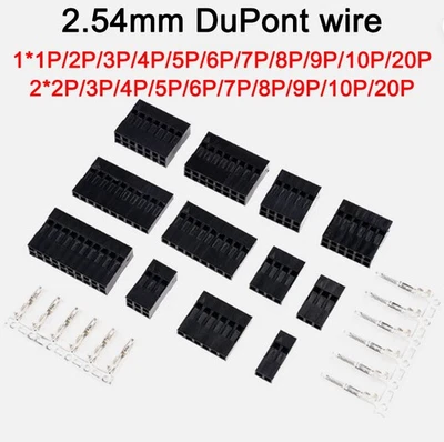 Dupont 2.54mm Connector Housing Male Female Crimp Terminals 1 2 3 4 5 Way-20 Way - Image 1 of 4