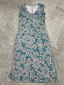 Toad & Co Dress Womens Medium Floral Midi Stretch Eco Teal Comfort Cottage Core - Picture 1 of 8