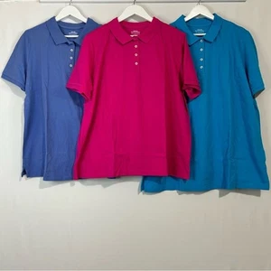 Lands’ End Mujer Talla Grande Cuello Botón Polo Paquete Azul Rosa Nuevo con Etiquetas - Imagen 1 de 11