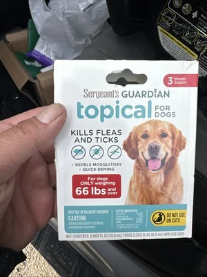 Актуальное издание Sergeant's Guardian для собак 66 фунтов и выше от блох и клещей поставка 3 месяца - Изображение 1 из 4