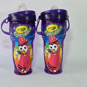 Lot of 2 Crayola Experience Purple Cups With Straw - Picture 1 of 6