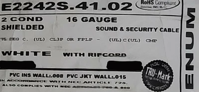 Cable de control/comunicaciones blindado Carol E2242S 16/2C blanco plenum/100 pies Foto 1 de 4