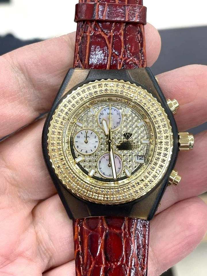 Aqua Master Women's Gold Dial Stainless Steel Diamond Bezel Watch W#13 - Image 1 of 4