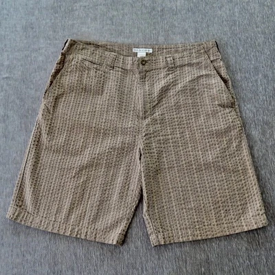 Pantalones Cortos De Colección Geoffrey Beene Hombres 38 Marrón Beige Seersucker 9.5" Chino 5 Bolsillos Golf Foto 1 de 4