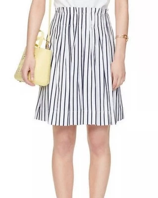 KATE SPADE NY Broome Street Striped Skirt Size 2 Blue White Pockets Pleated - Image 1 of 4