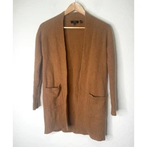 Theroy donna taglia media 100% cashmere aperto cardignan tasche marrone - Foto 1 di 6