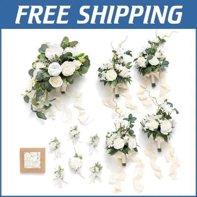 Classic Wedding Floral Bundle: Bouquets, Boutonnieres & 200 Silk Rose Petals - Image 1 of 4