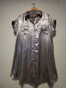 Shiny Buttonup Dress - Picture 1 of 8