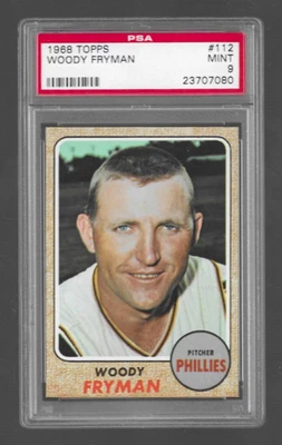 1968 Topps #112 Woody Fryman, Philadelphia Phillies PSA 9 MINT - Image 1 of 3