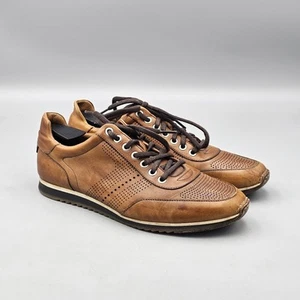Magnanni Men's Size 8.5 M GUC Pueblo Brown Leather Lace Up Sneakers Shoes - Picture 1 of 8
