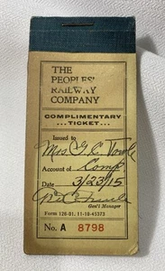 1915 The Peoples' Railway Company Ticket /s Booklet Geo TOWLE Railroad tickets - Picture 1 of 8