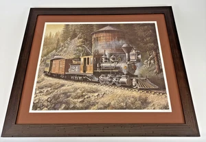 Locomotive No. 24 Lithograph Print Signed by Artist Art Olds 1992 Matted Framed - Picture 1 of 13
