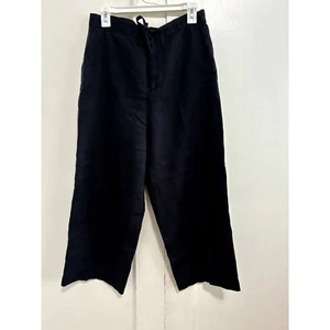 Relativity Gr. M schwarz cropped Leinenhose weites Bein Taille zum Binden mit Knopf - Bild 1 von 6