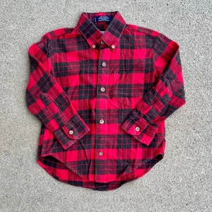 Vintage 70s 80s Howell Traders Red Black Plaid Flannel Button Up Shirt 5 Kids - Picture 1 of 5