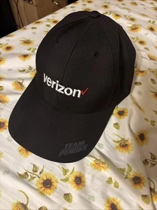 Team Penske Racing Verizon Puma Black Hat Cap NASCAR Black White Adjustable - Picture 1 of 3
