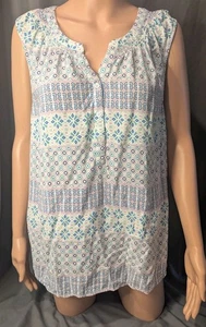 Talbots Sleeveless Shirt Woman's Large Pattern  - Picture 1 of 3