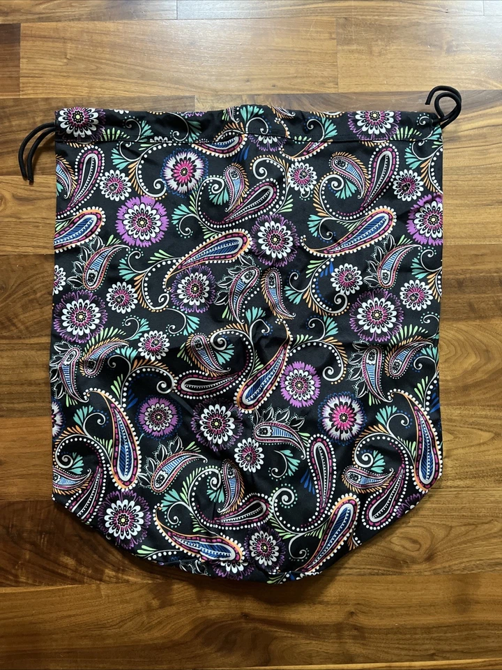 Vera Bradley Bandana Swirl Shoulder Strap HUGE Laundry Bag 24x28 Black College - Image 1 of 4
