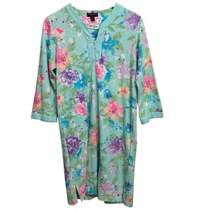Miss Elaine Relax Floral Print Zip Front Lounger Robe Size S Small NWOT - Picture 1 of 8