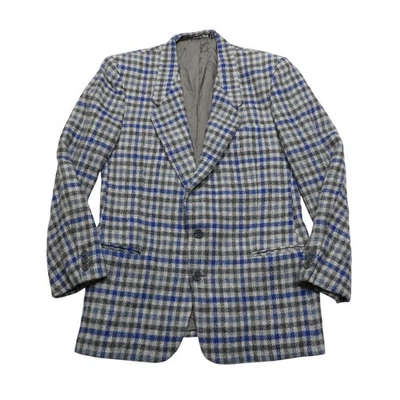Blazer Giorgio Armani Para Hombres 40R Gris Azul Cuadros Pura Lana Virgen Hecho en Italia Foto 1 de 4